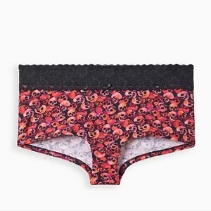 🆕️☠️SKULLS WIDE LACE TRIM BOYSHORT PANTY - 95% COTTON ☠️